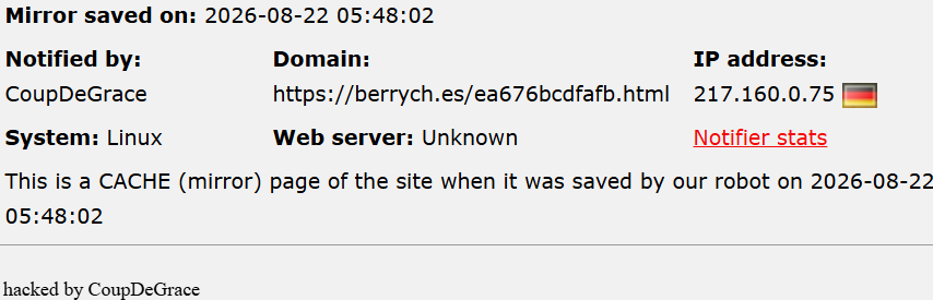 CoupDeGrace targets the website of Berrych C.B