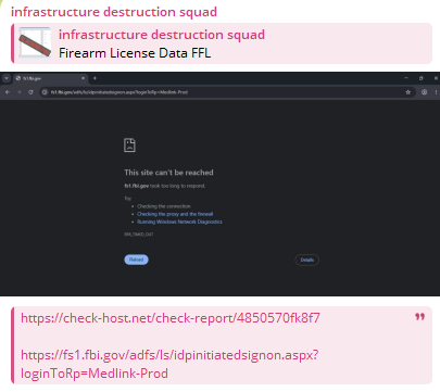 Infrastructure Destruction Squad targets the website of Federal Bureau of Investigation
