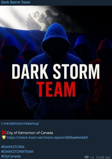 Dark Storm Team targets the website of City of Edmonton