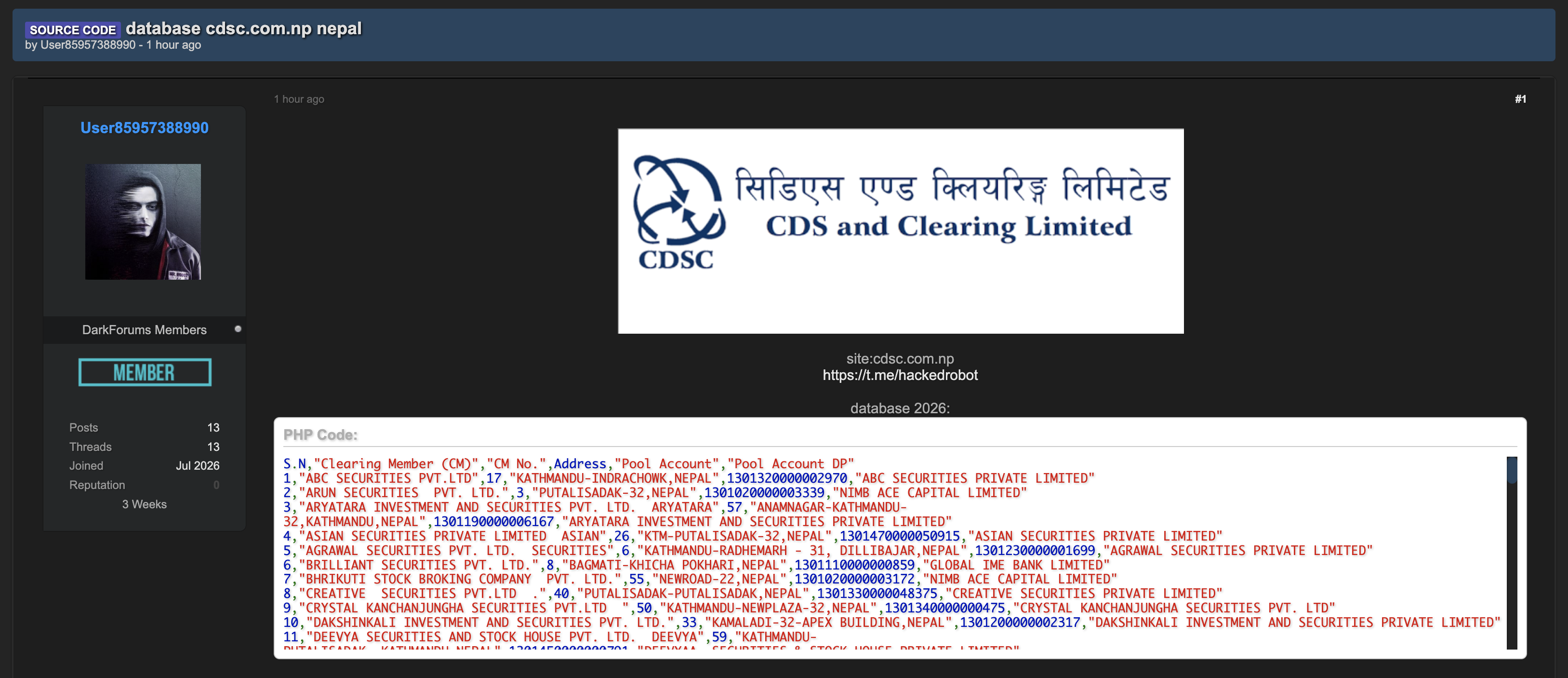 Alleged Data Breach of CDS and Clearing Limited (CDSC)
