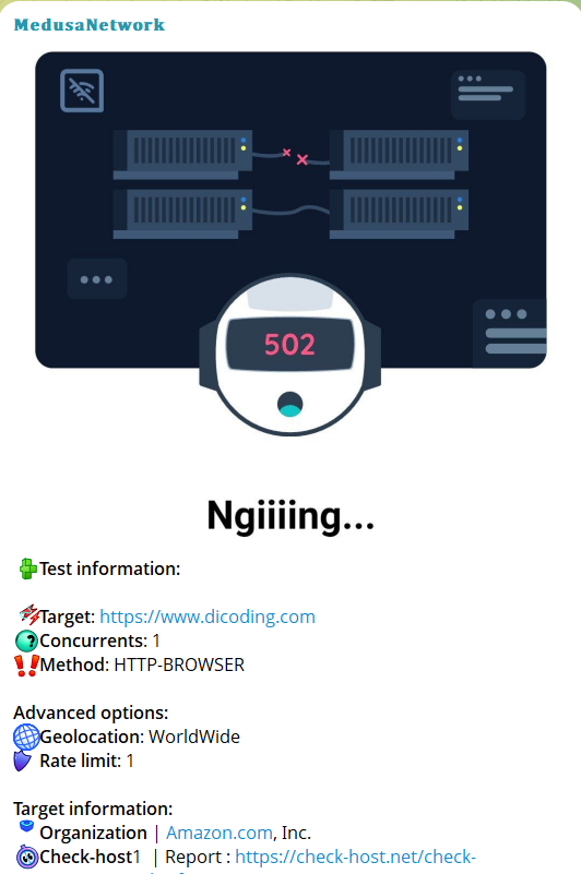 Medusa Network targets the website of Dicoding