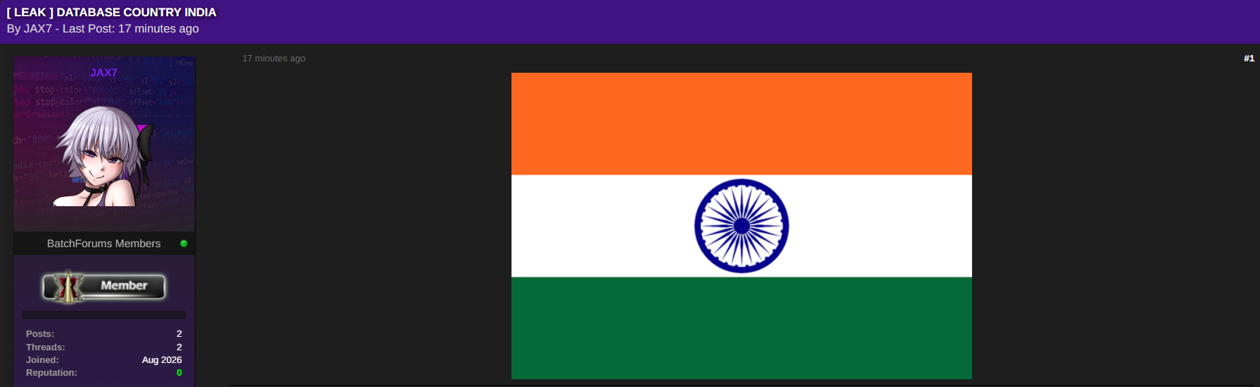 Alleged Sale of India database
