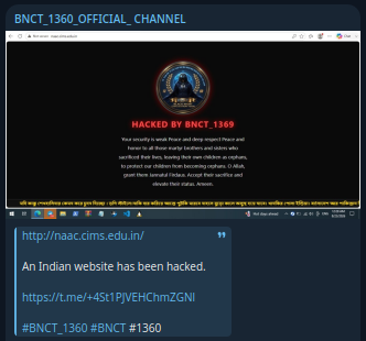 BNCT_1360_OFFICIAL_CHANNEL targets the website of College of Innovative Management & Science