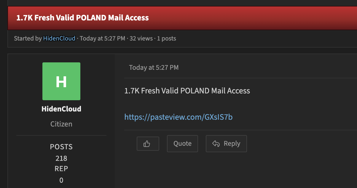 Alleged unauthorised Access to 1.7K Poland Mails