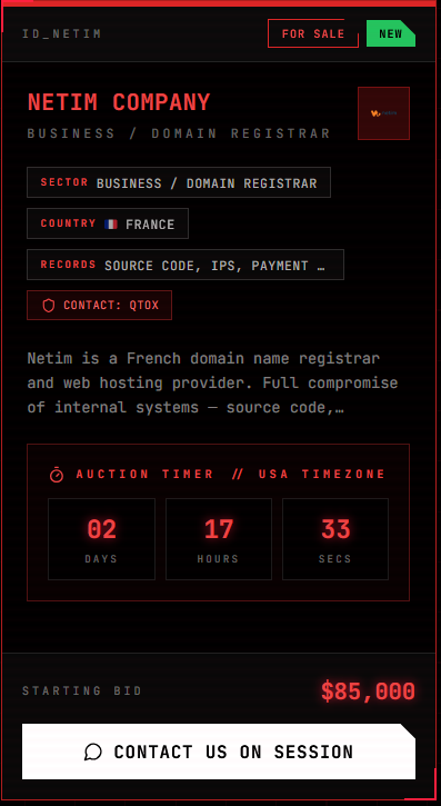 NETIM Falls Victim to DYSPHOR1A Ransomware
