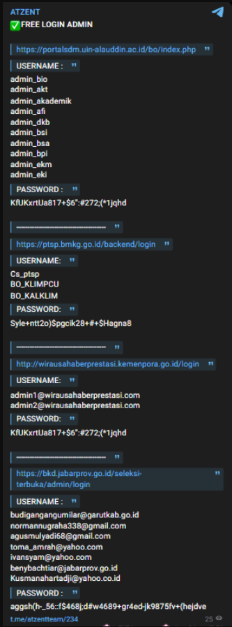 Alleged Leak of Login Credentials to Badan Kepegawaian Daerah Provinsi Jawa Barat
