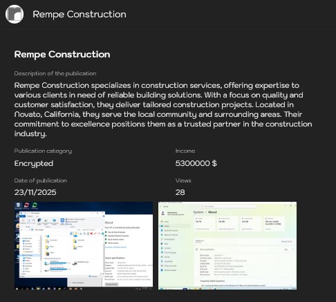 Rempe Construction成为Sinobi勒索软件的受害者