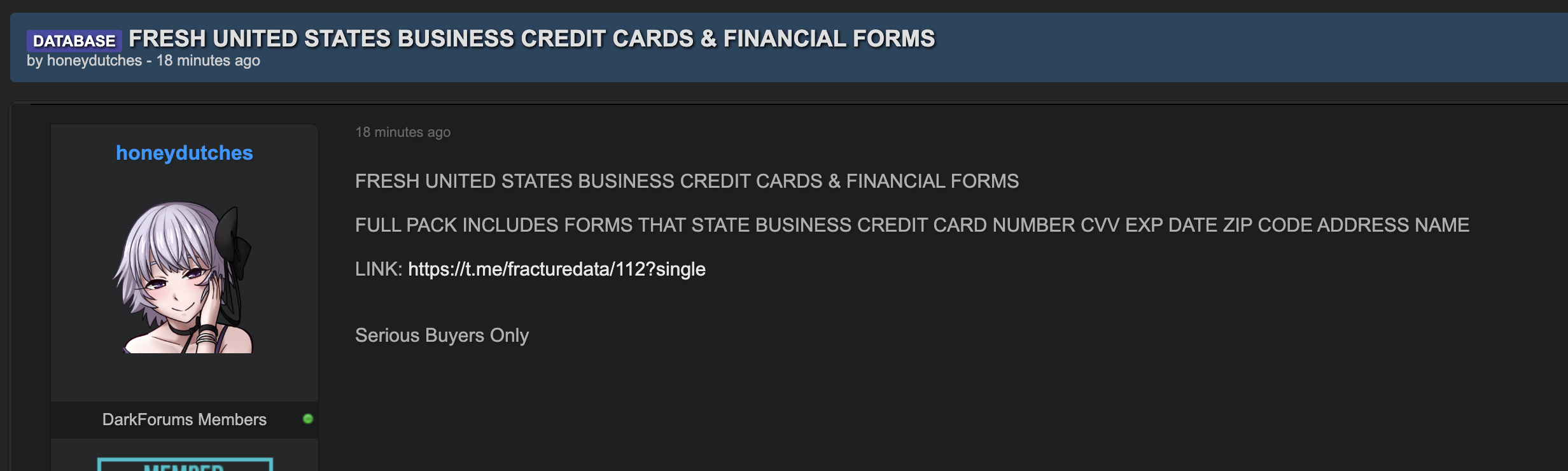 Alleged Data Leak of U.S. Business Credit Card Database