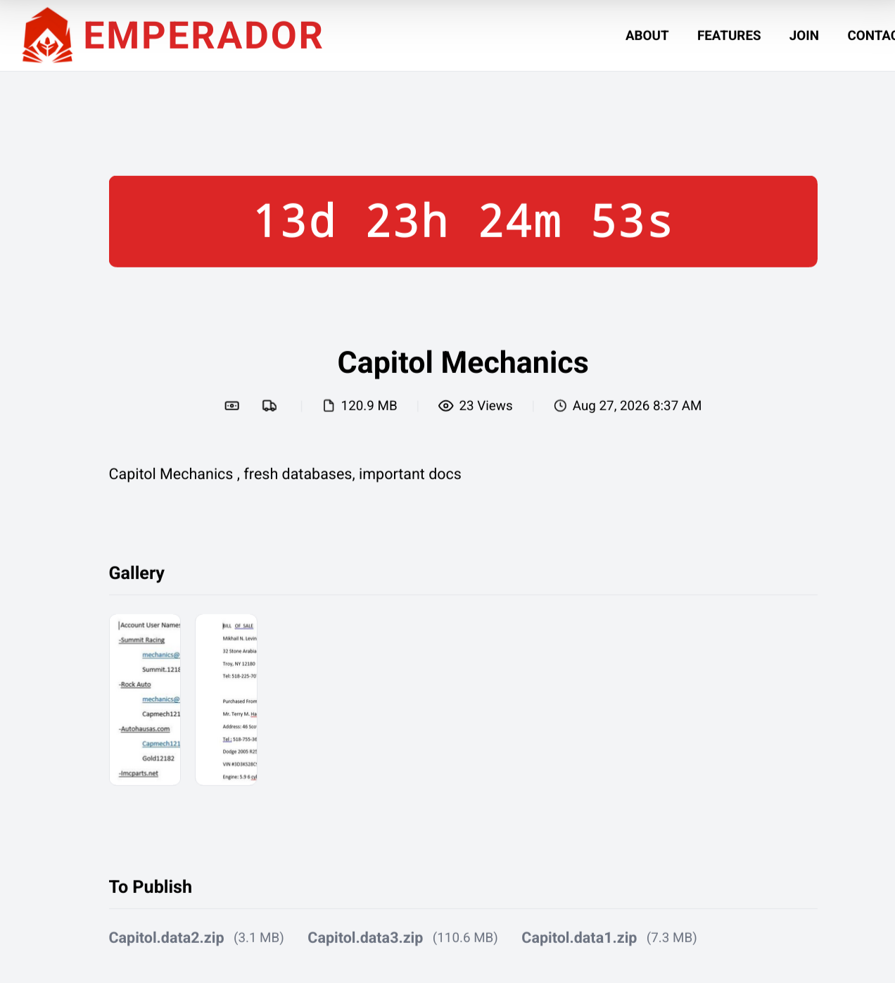 Capitol Mechanics, Inc. Falls Victim to EMPERADOR Ransomware