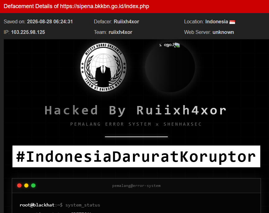 Ruiixh4xor targets the website of SIPENA BKKBN