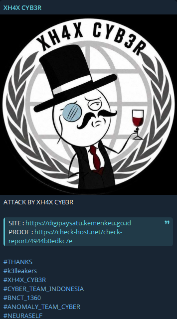 XH4X CYB3R targets the website of Digipay Satu