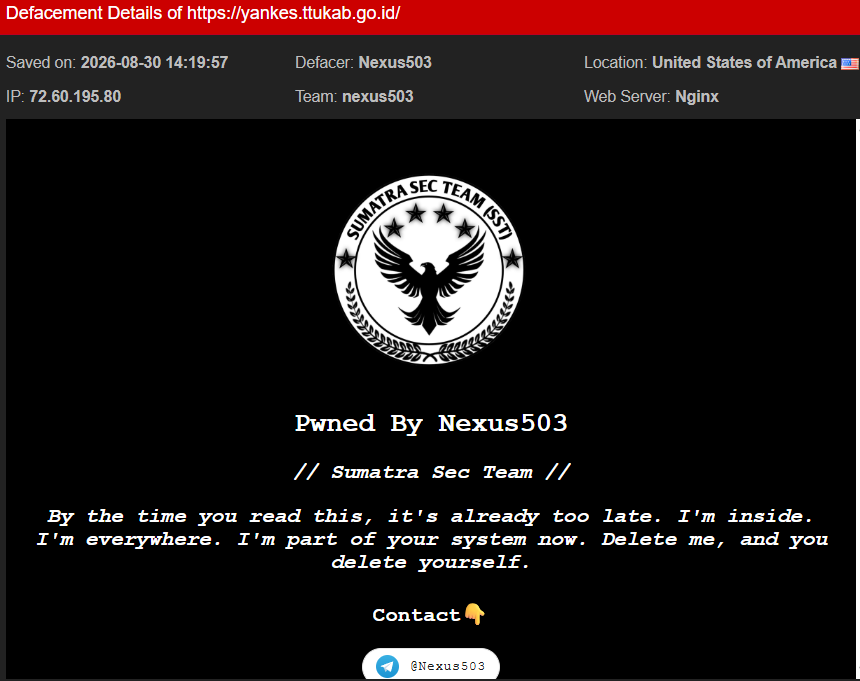 Nexus503 targets the website of Health Services Division of the Health Department of Timor Tengah Utara Regency