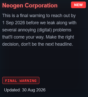 Alleged data breach of Neogen Corporation