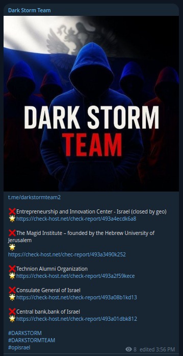 Dark Storm Team targets the website of Bank of israel