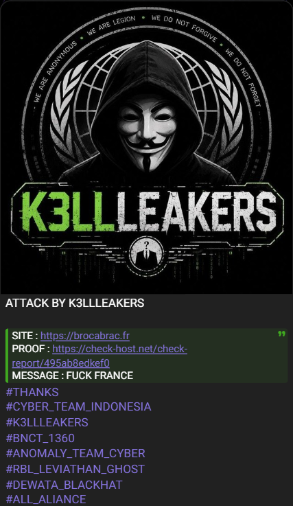 K3LLLEAKERS targets the website of