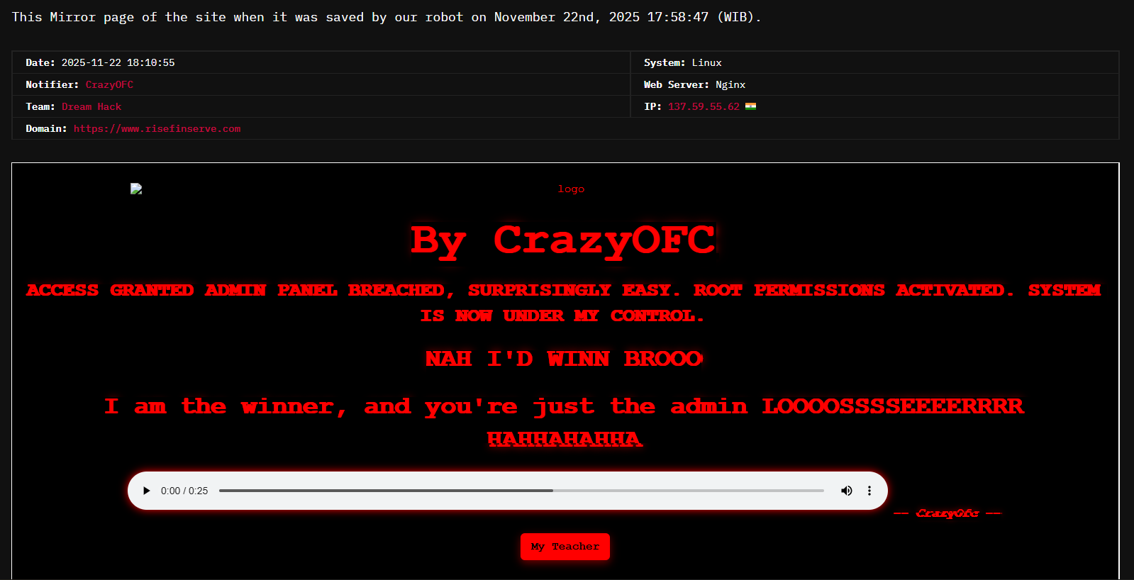Dream Hack瞄准Rise Finserve网站