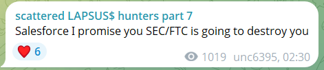 分散的LAPSUS$猎人7.0声称瞄准Salesforce