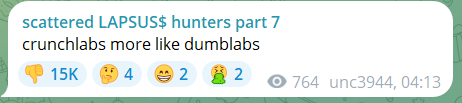 分散的LAPSUS$猎人7.0声称瞄准CrunchLabs LLC