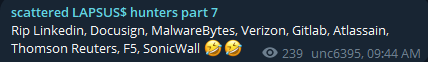 分散的LAPSUS$猎人7.0声称瞄准F5
