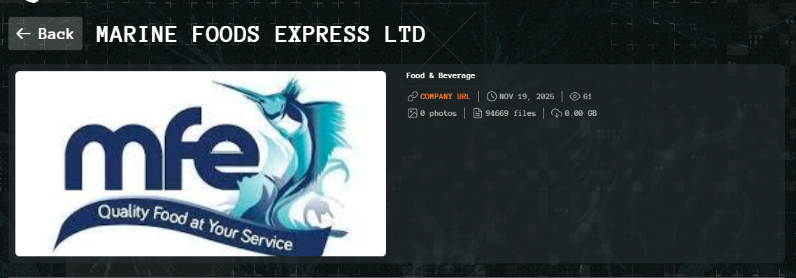 Marine Foods Express，LTD成为Qilin勒索软件的受害者