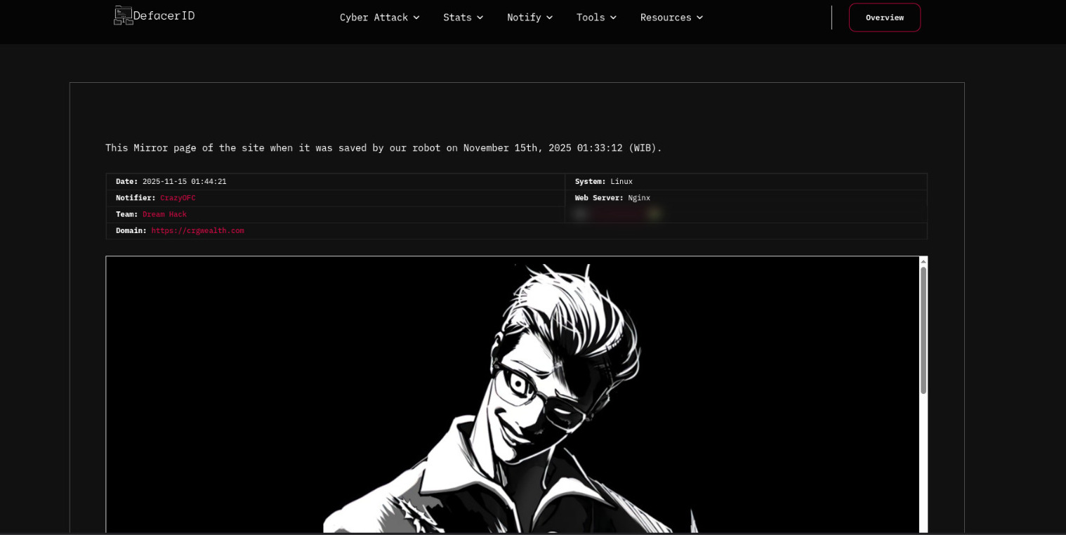 Dream hack团队瞄准CRG Wealth网站