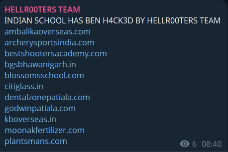 HellR00ters团队瞄准巴巴甘达辛格公立学校网站