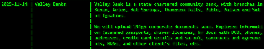 Valley Bank成为Akira勒索软件的受害者