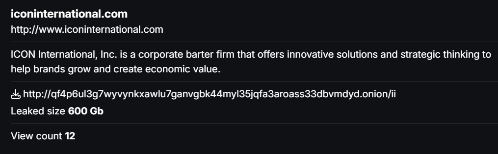 INC.Icon International成为CHAOS勒索软件的受害者