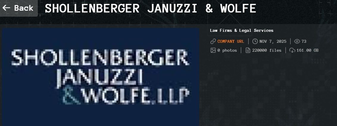 Shollenberger Januzzi&Wolfe，LLP成为Qilin勒索软件的受害者