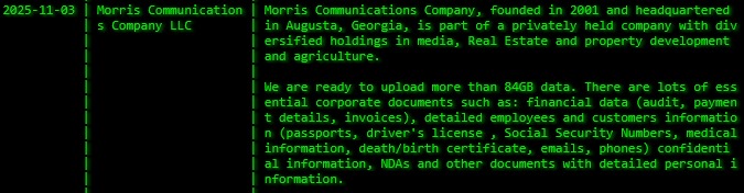 莫里斯通信有限责任公司。成为akira勒索软件的受害者