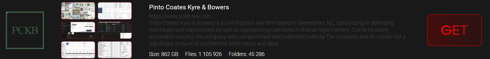 Pinto Coates Kyre&Bowers成为INTERLOCK勒索软件的受害者