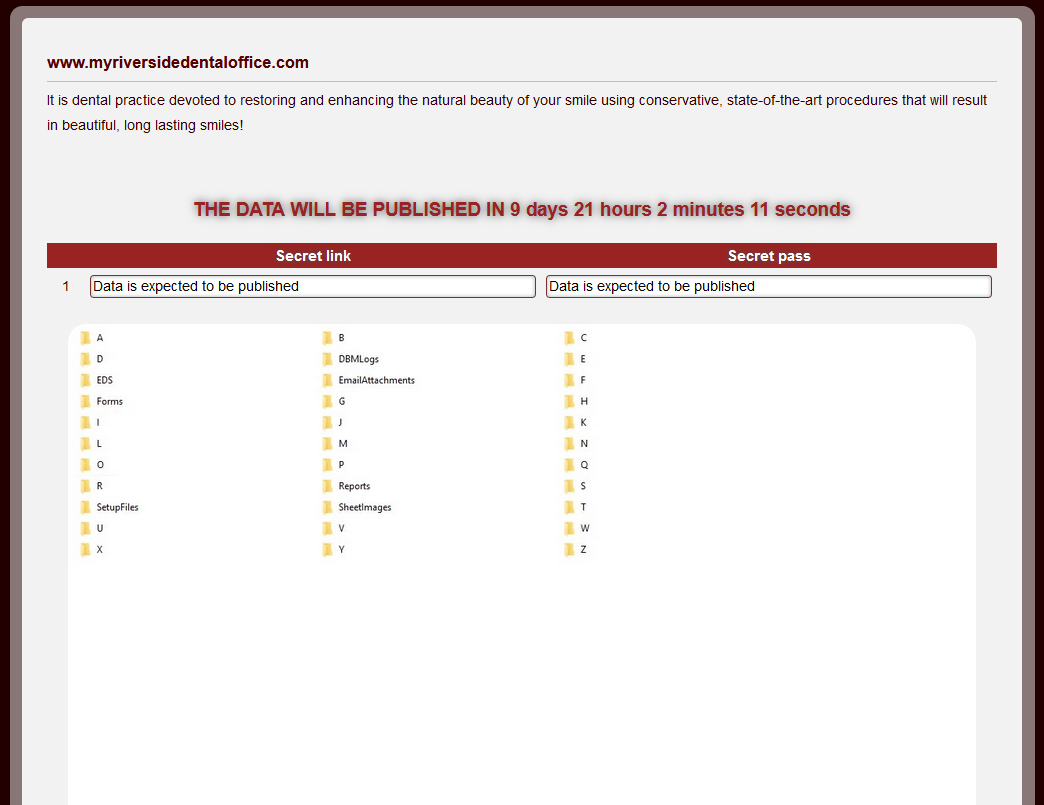 Riverside Dental成为Mydata/Alphalocker勒索软件的受害者