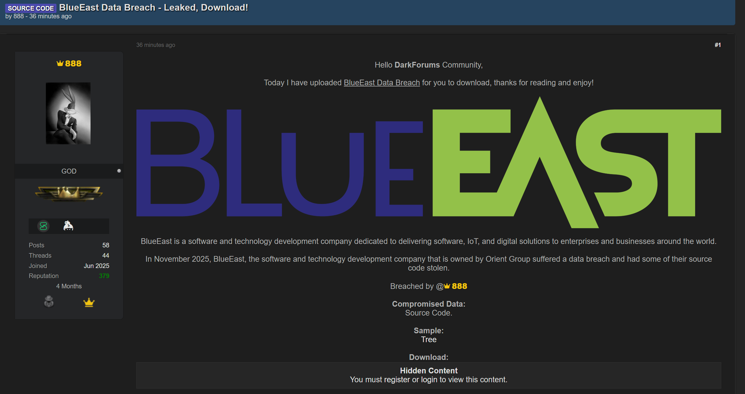 BlueEast涉嫌数据外泄