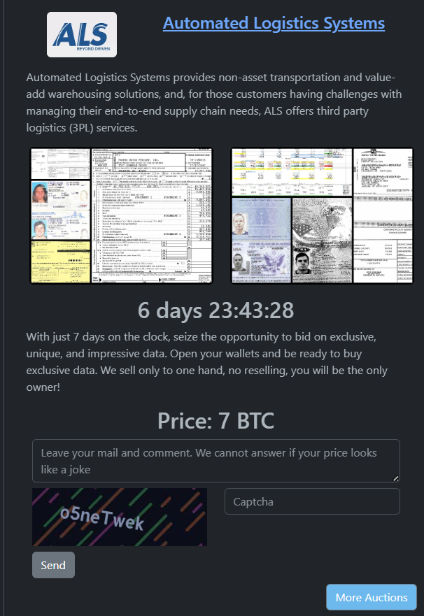 自动化物流系统有限责任公司。成为RHYSIDA勒索软件的受害者