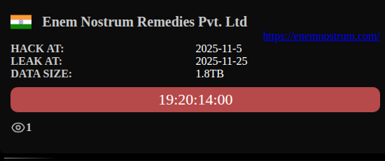Enem Nostrum Remedies Pvt.Ltd成为NightSpire勒索软件的受害者