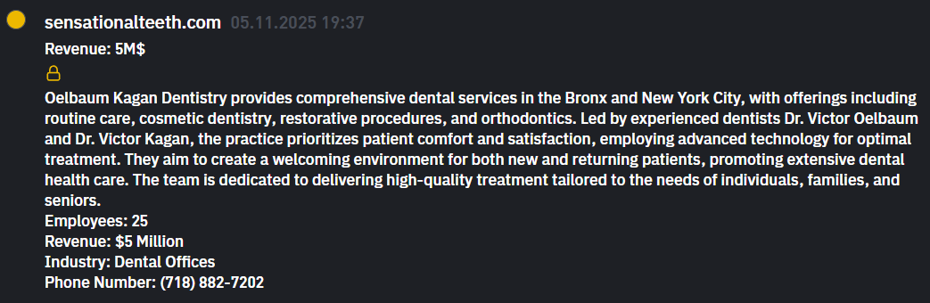 Oelbaum&Kagan Dentistry成为INC RANSOM勒索软件的受害者