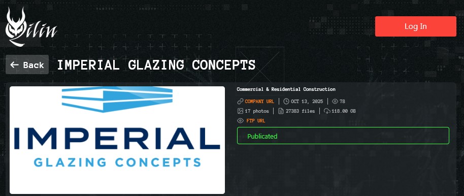 INC.Imperial玻璃概念公司成为Qilin勒索软件的受害者