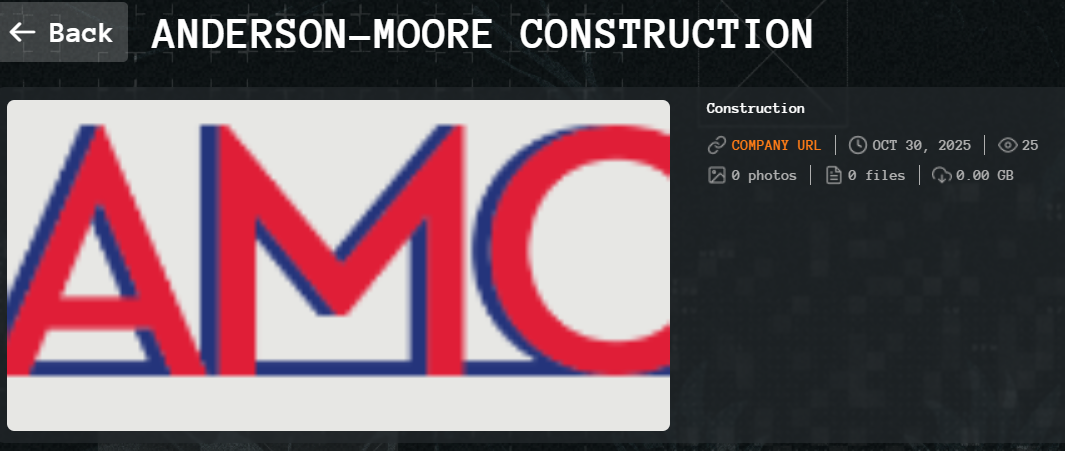 Anderson Moore Construction Corp.成为Qilin勒索软件的受害者