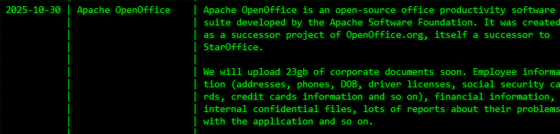 Apache OpenOffice成为akira勒索软件的受害者