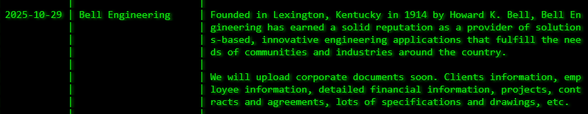 BELL Engineering和Inc.成为akira勒索软件的受害者