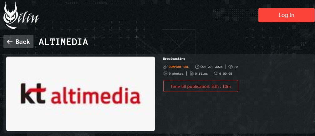 KT ALTIMEDIA成为Qilin勒索软件的受害者