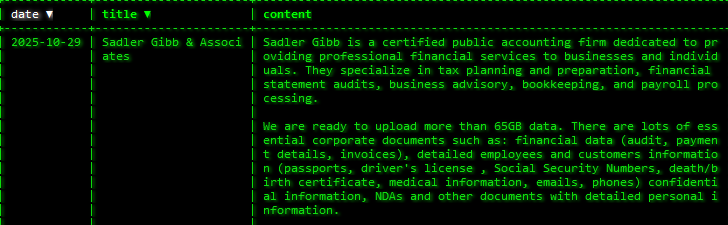 Sadler，Gibb&Associates，LLC成为Akira勒索软件的受害者