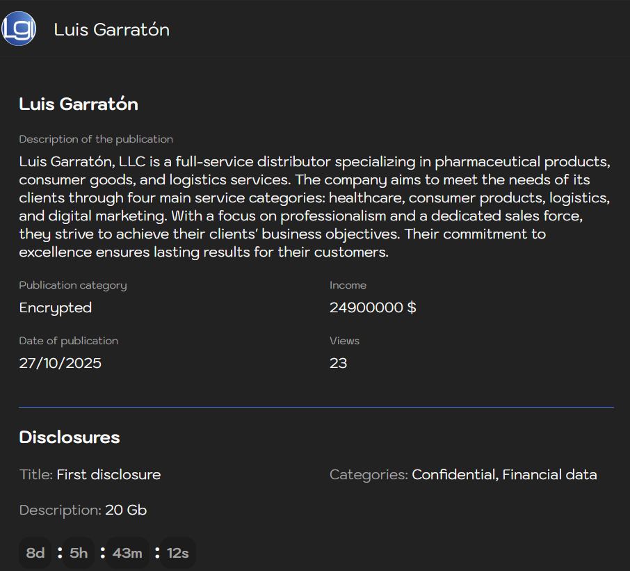 Luis Garratón，LLC成为Sinobi勒索软件的受害者