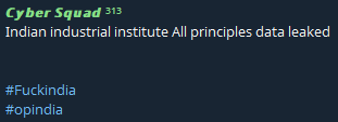 印度ITI负责人数据库涉嫌数据泄露