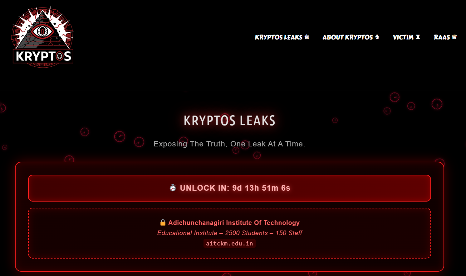 Adichunchanagiri理工学院(AIT)成为Kryptos勒索软件的受害者