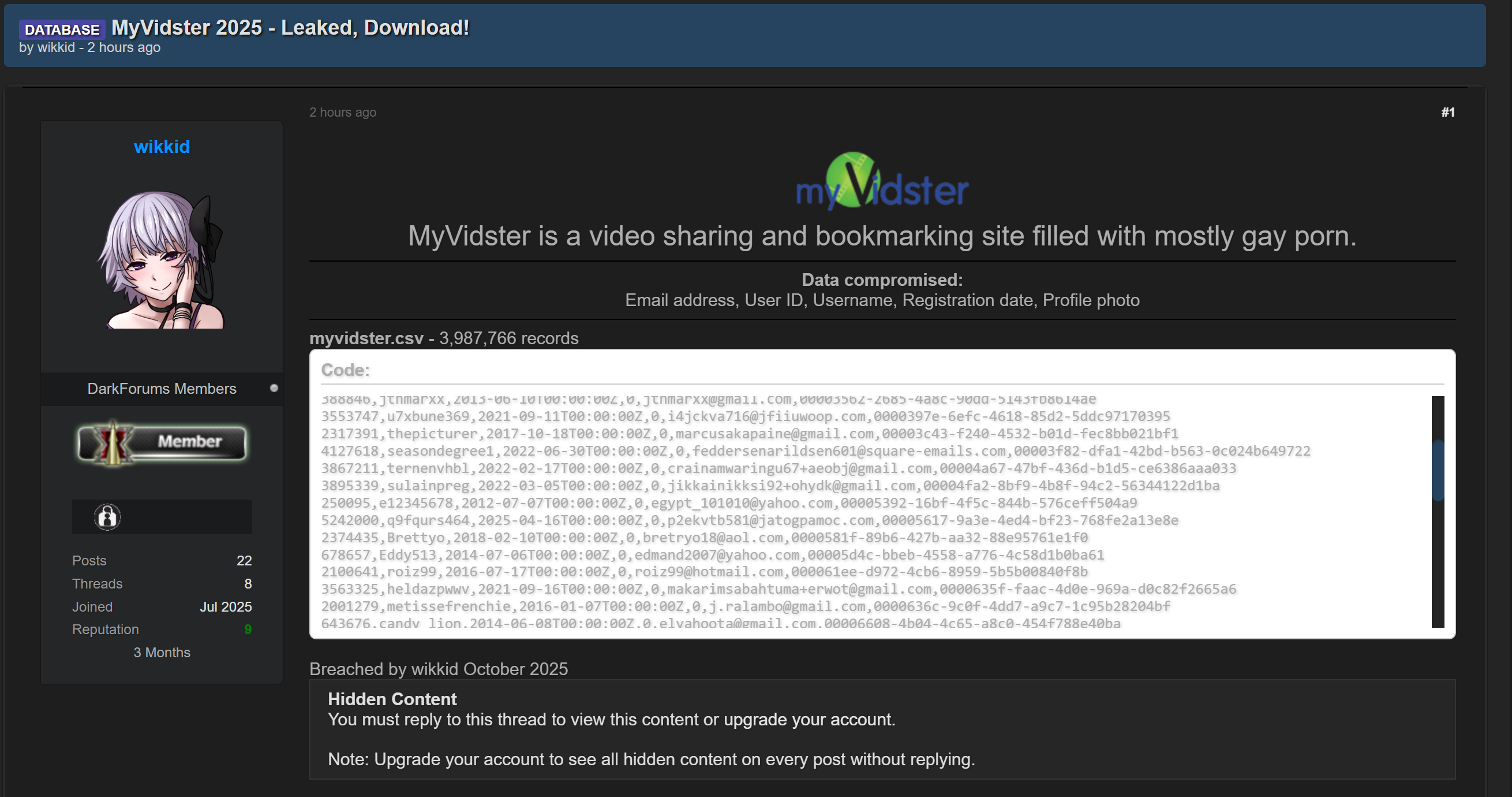 MyVidster涉嫌数据外泄