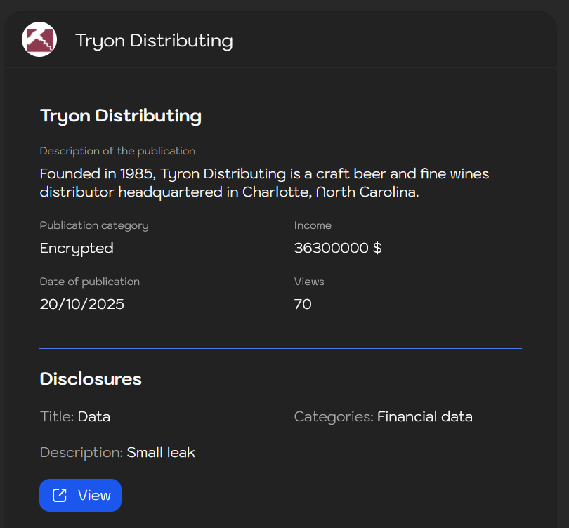 Tryon Distributing Co成为Sinobi勒索软件的受害者