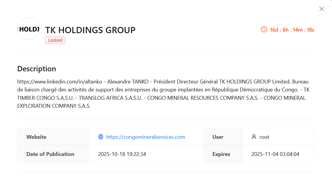 TK HOLDINGS GROUP成为RADAR集团勒索软件的受害者