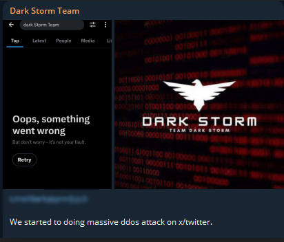 Dark Storm Team声称瞄准Twitter/X