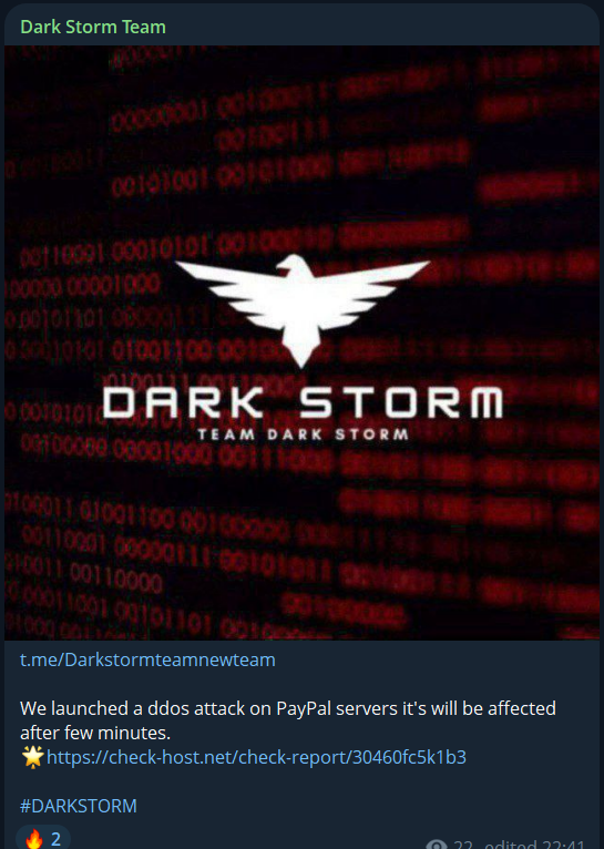 Dark Storm Team瞄准PayPal Holdings，Inc.网站